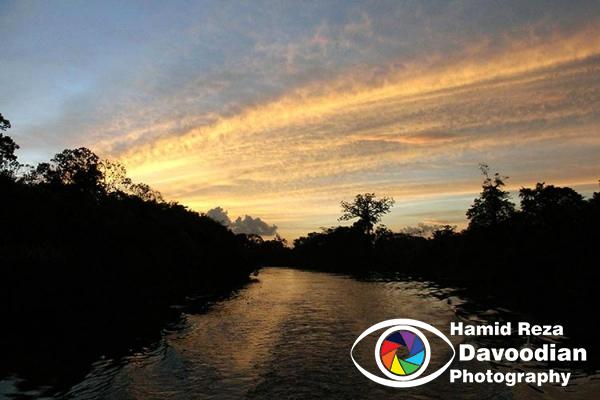 Sunset in Amazon River 