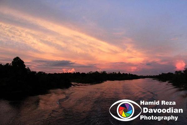 Sunset in Amazon River 